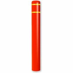 Post Guard® Bollard Cover 8-7/8" Dia. x 72" H, Red/Yellow Tape