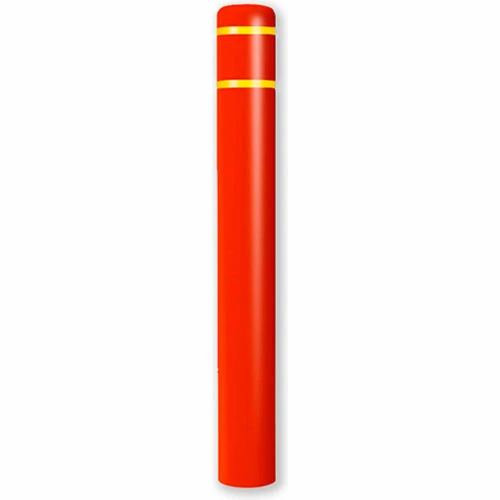 Post Guard® Bollard Cover 8-7/8" Dia. x 72" H, Red/Yellow Tape