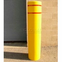 Post Guard® Bollard Cover 4502YR, 12-3/4"Dia. X 60"H, Yellow W/Red Tape