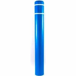Post Guard® Bollard Cover, 7" Dia. x 52"H, Blue W/ White Tape, 7X52BLUW