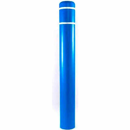 Post Guard® Bollard Cover, 7" Dia. x 52"H, Blue W/ White Tape, 7X52BLUW