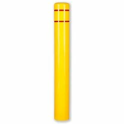 Post Guard® Bollard Cover, 8 7/8" Dia. x 52"H, Yellow W/ Red Tape, 8x52YR