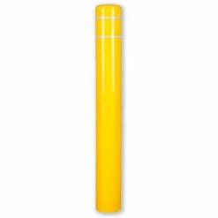 Post Guard® Bollard Cover, 8 7/8" Dia. x 52"H, Yellow W/ White Tape, 8x52YW