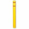 Post Guard® Bollard Cover CL1385D, 4-1/2"Dia. X 52"H, Yellow W/Red Tape