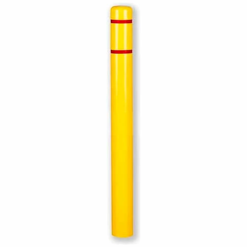 Post Guard® Bollard Cover CL1385EASSY, 4-1/2"Dia. X 64"H, Yellow W/Red Tape