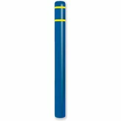 Post Guard® Bollard Cover 4.5"Dia. x 64" H, Blue/Yellow Tape