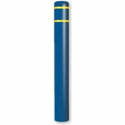 Post Guard® Bollard Cover 7"Dia. x 60" H, Blue/Yellow Tape