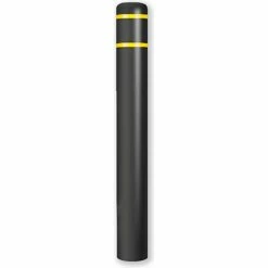 Post Guard® Bollard Cover 7"Dia. x 52" H, Black/Yellow Tape