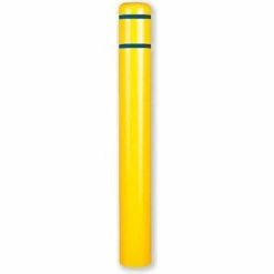 Post Guard® Bollard Cover 7"Dia. x52" H, Yellow/Blue Tape