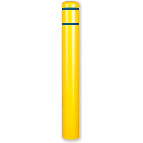 Post Guard® Bollard Cover 7"Dia. x52" H, Yellow/Blue Tape
