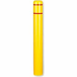 Post Guard® Bollard Cover CL1386N, 7"Dia. X 72"H, Yellow W/Red Tape