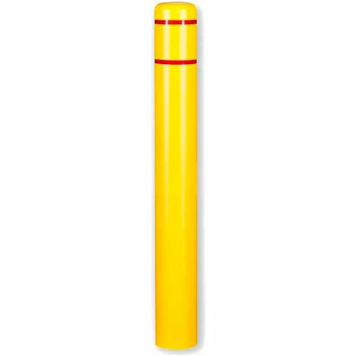 Post Guard® Bollard Cover CL1386N, 7"Dia. X 72"H, Yellow W/Red Tape