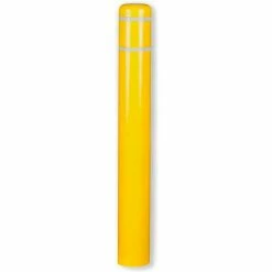 Post Guard® Bollard Cover CL1386NN, 7"Dia. X 72"H, Yellow W/White Tape