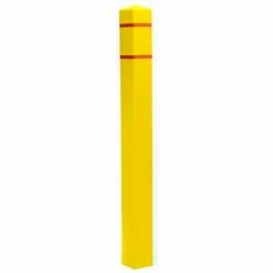 Post Guard® Bollard Cover SQN655YR, 6.5"Dia. X 55"H, Yellow W/Red Tape, Square