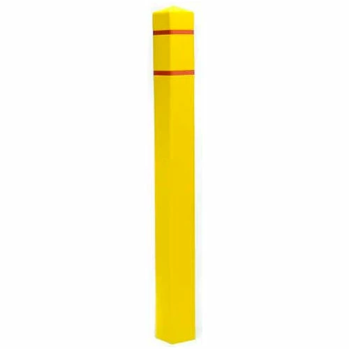 Post Guard® Bollard Cover SQN655YR, 6.5"Dia. X 55"H, Yellow W/Red Tape, Square