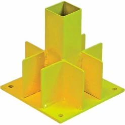 Guardian Fall Protection Guardian Stair Mount for Guardrail Post, Powder Coated Steel, Yellow, 6"L x 6"W x 6-11/16"H