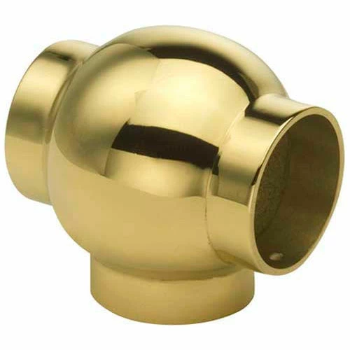 Lavi Industries, Ball Tee, for 2" Tubing, Polished Brass - Image 3