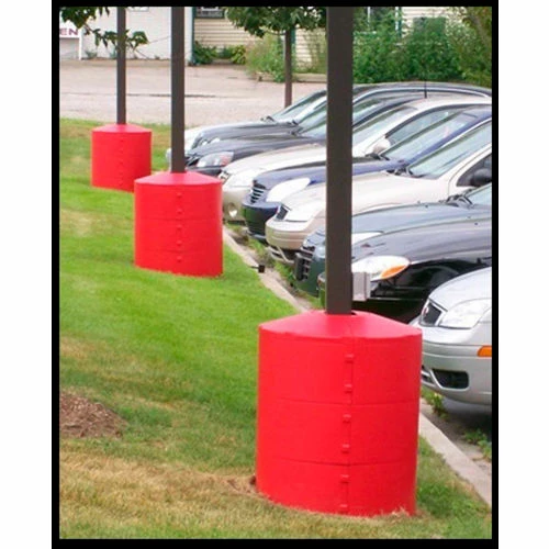 Post Guard Light Pole Guard Base Cover LPGRED, 26"Dia. x 41-1/4"H, 4 Rings, Red - Image 2