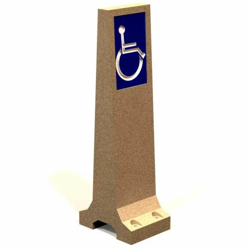 Petersen Manufacturing HCB-1 Handicap Marker Concrete Bollard, " Dia X 48" H, Type A Mount, Tan - Image 3