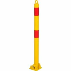 Vestil Fold-Down Bollard, 2-1/2" Diameter, 35-1/2" Ext. Height, Yellow